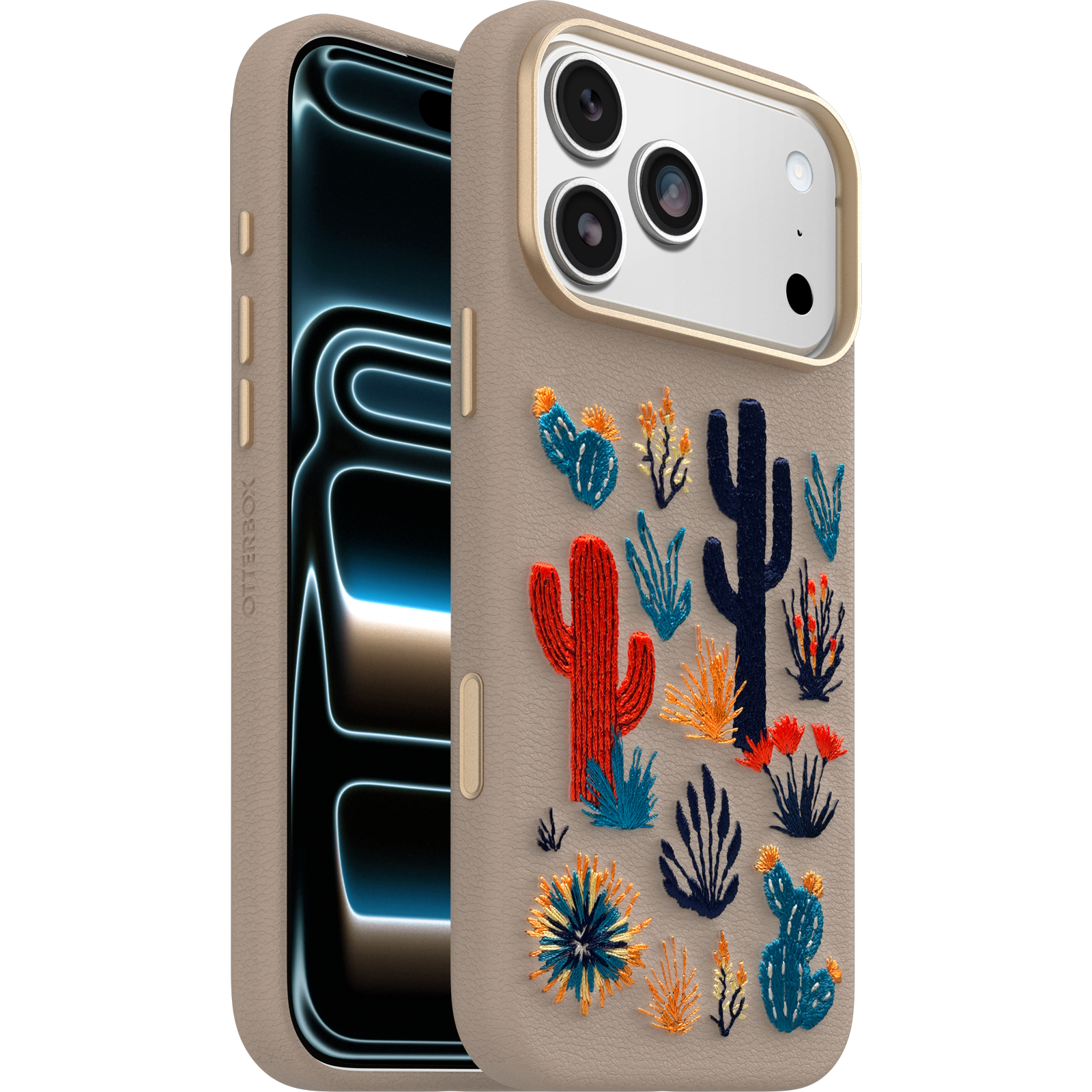 iPhone 18 Pro Max and iPhone 17 Pro Max Symmetry Series Cactus Leather Embroidery Case